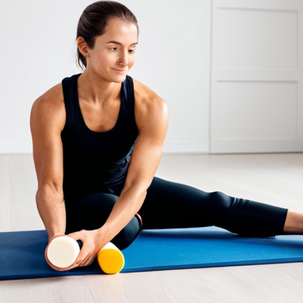 Muscle Recovery After Table Tennis**

"A serene spa setting, a fully clothed athlete gently using a foam roller on their leg, soft lighting, healthy food displayed nearby, safe for work, appropriate content, professional, modest, family-friendly, perfect anatomy, correct proportions, natural pose, well-formed hands, proper finger count, natural body proportions, fully clothed."

**