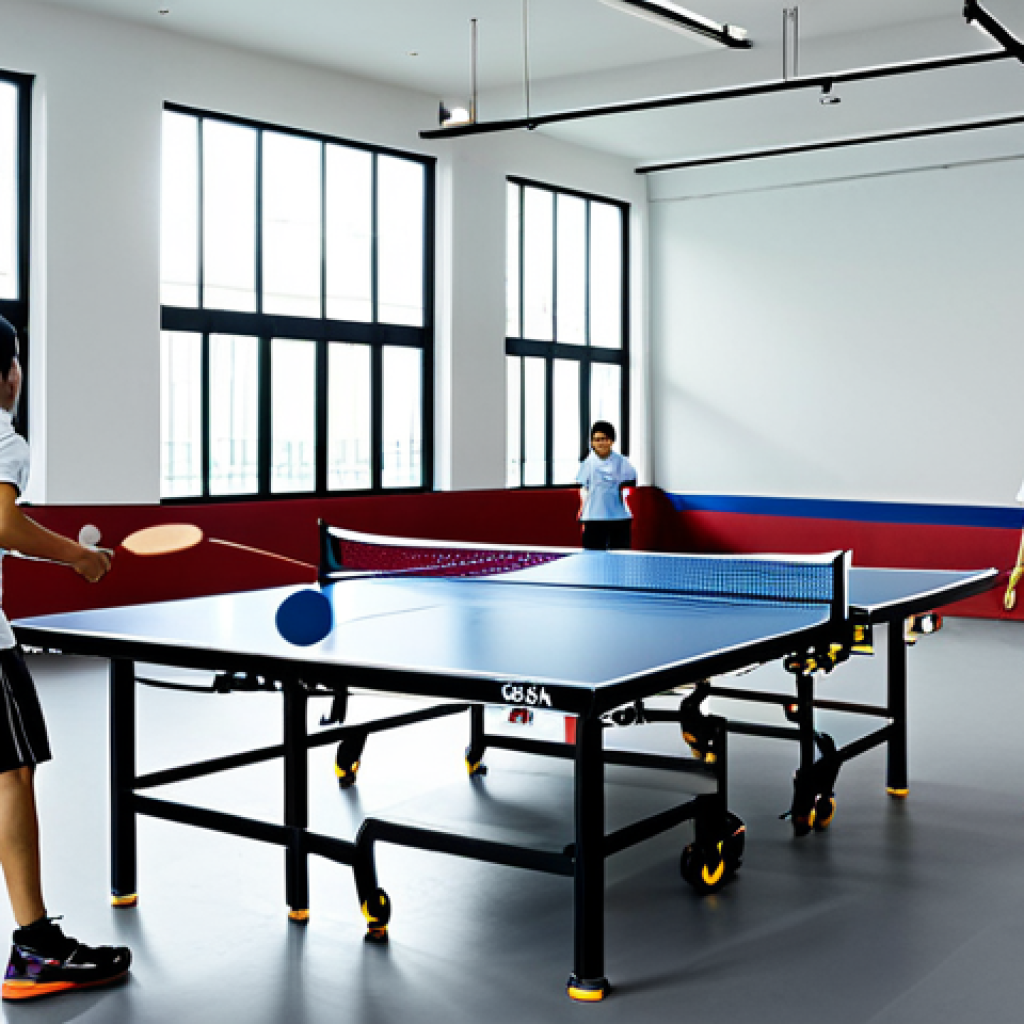 탁구 연습실 비용 - Modern Ping Pong Gym**
"A bright and modern ping pong gym in Bangkok, Thailand, featuring several p...