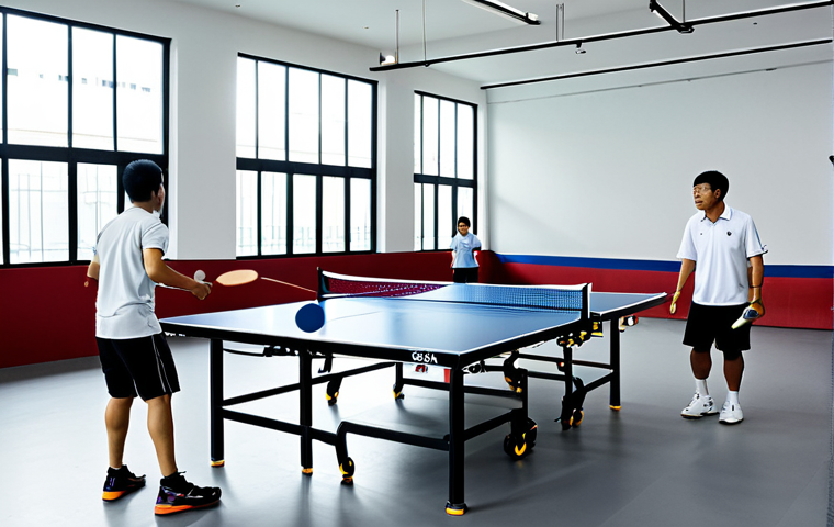 탁구 연습실 비용 - Modern Ping Pong Gym**

"A bright and modern ping pong gym in Bangkok, Thailand, featuring several p...