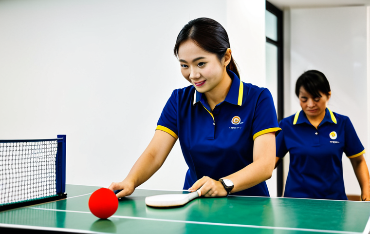 탁구 연습실 비용 - Modern Ping Pong Gym**

"A bright and modern ping pong gym in Bangkok, Thailand, featuring several p...