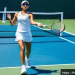 테니스 코트에서의 햇빛 차단 팁 - A professional Thai tennis player wearing lightweight, curved polarized sunglasses with UV protectio...